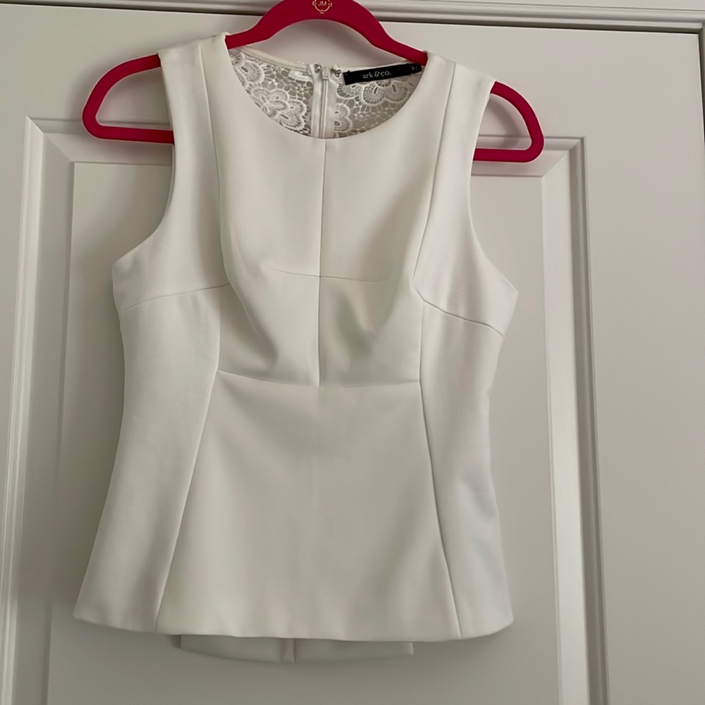 White peplum top with crochet back